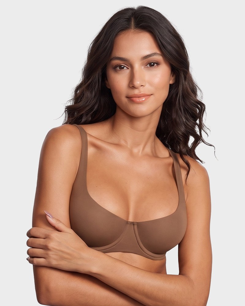 Underwire Support Seamless Unlined Balconette Bra
