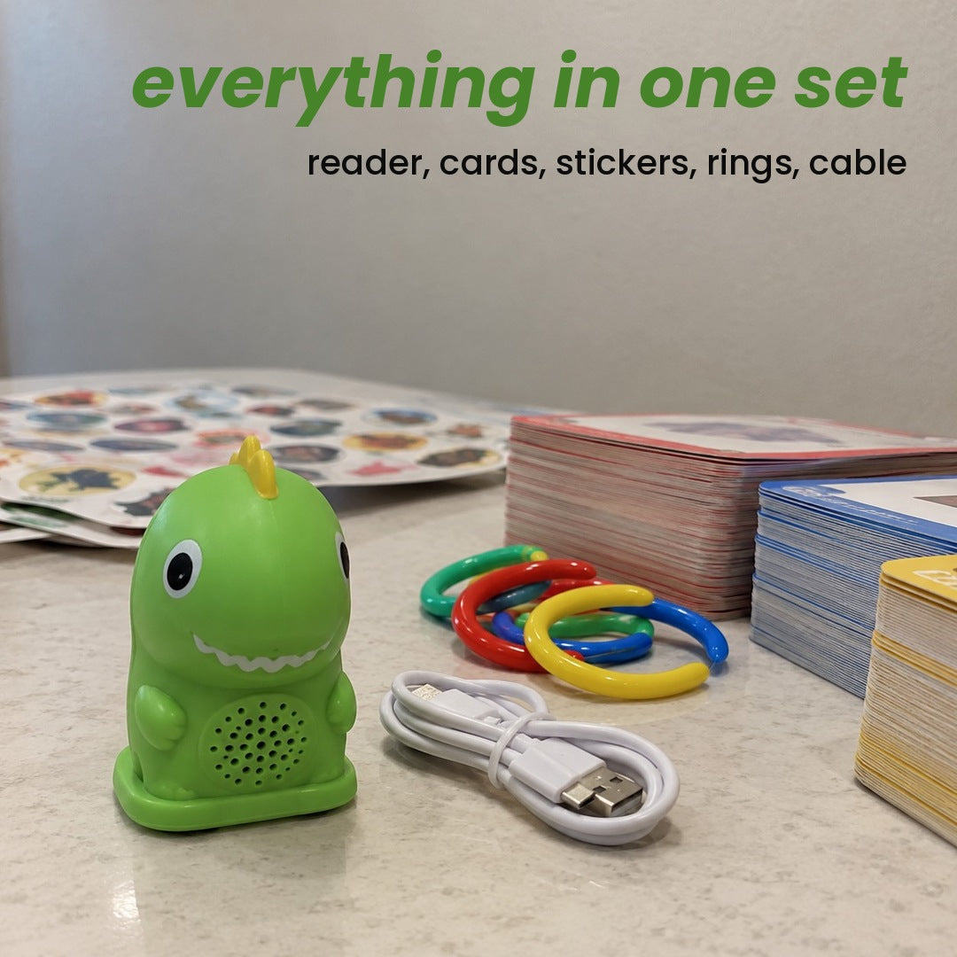 everything in one set: reader, cards, stickers, rings, cable
