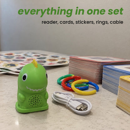 everything in one set: reader, cards, stickers, rings, cable