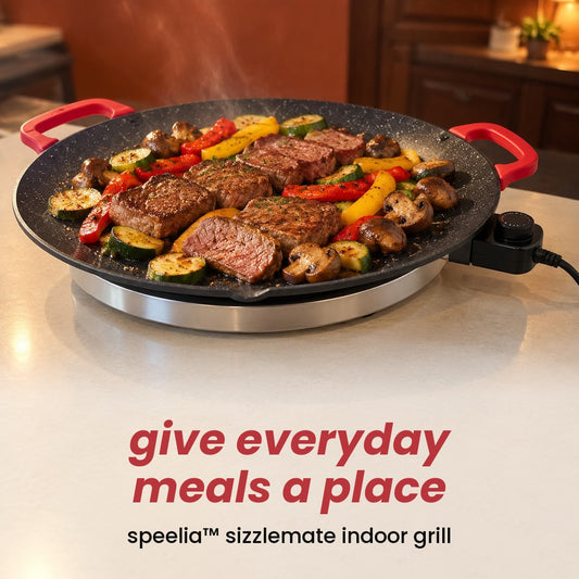 give everyday meals a place: speelia™ sizzlemate indoor grill