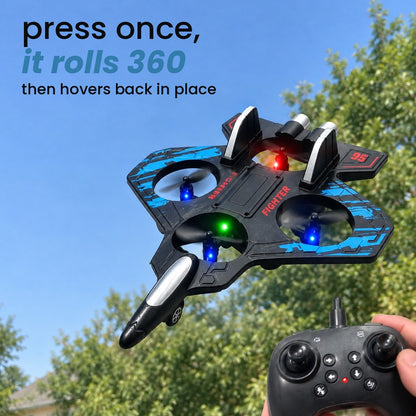 press once, it rolls 360: then hovers back in place