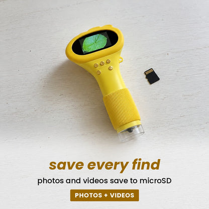save every find: photos and videos save to microSD