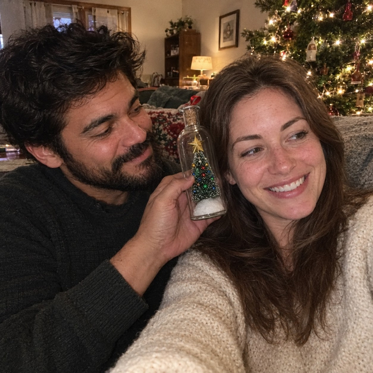 A couple on their couch