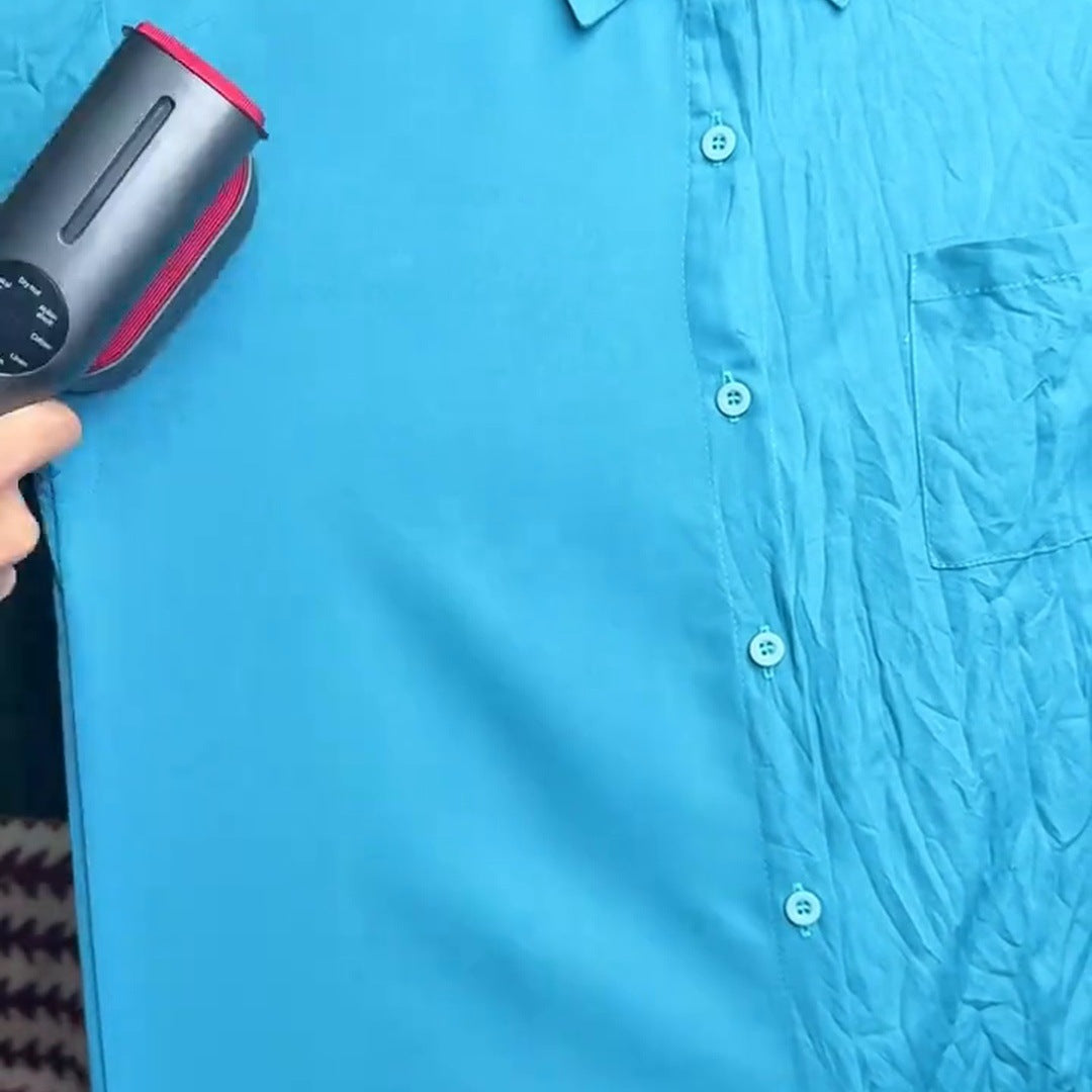 Real teal shirt with a smooth left panel and creased right panel