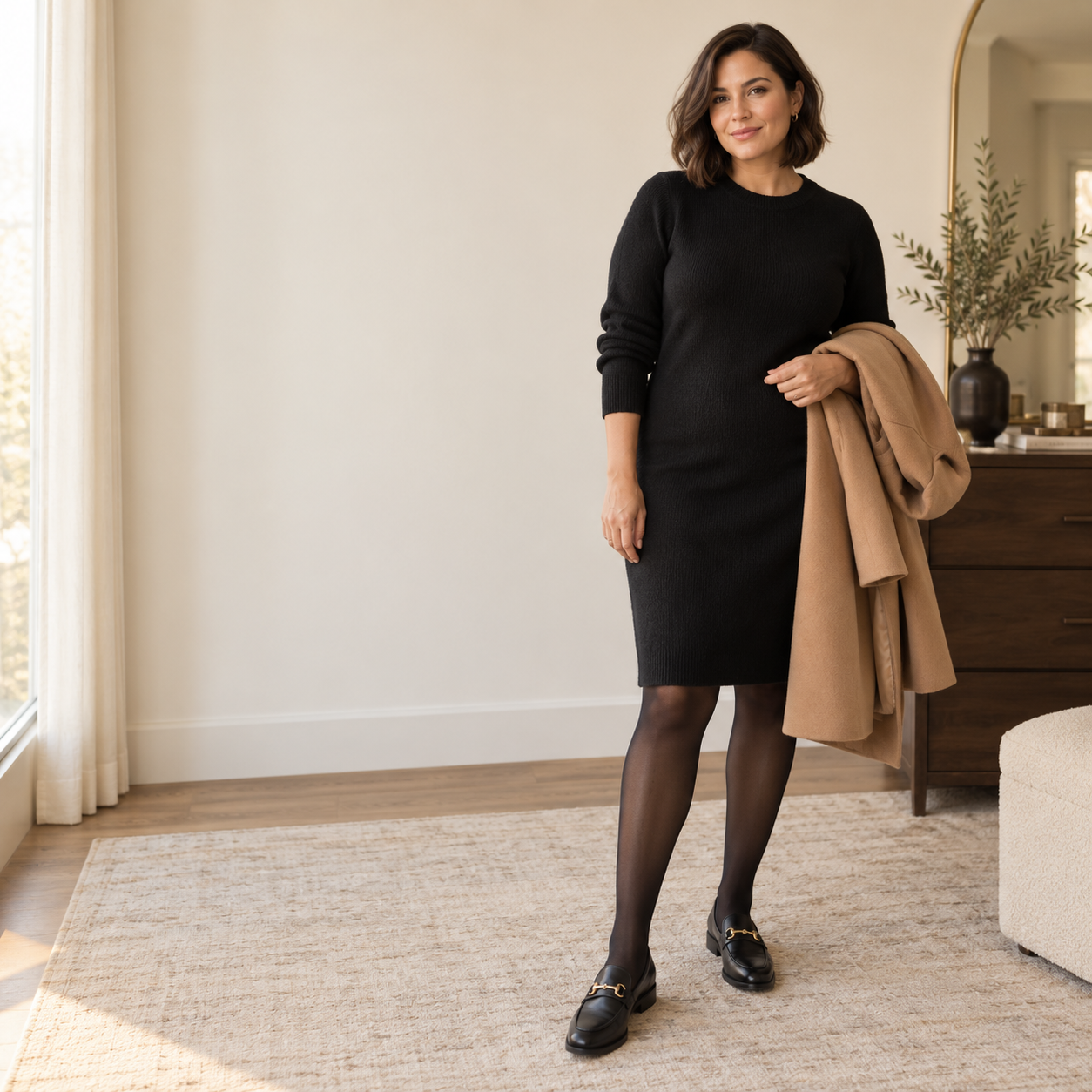 Styling inspiration: a black dress with sheer-look tights